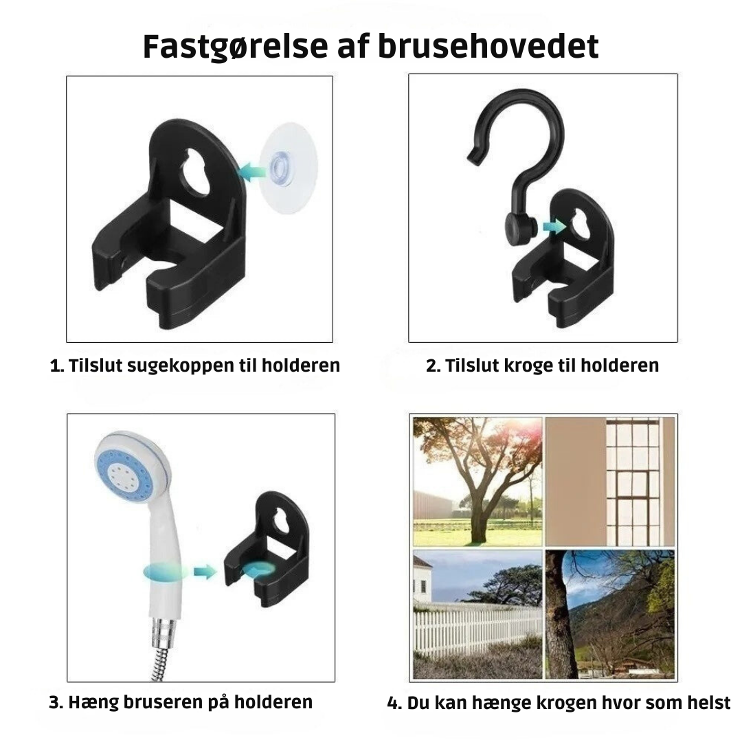 CampShower™ – Komfort i det fri Fra vanddunk til bruser på sekunder – uden besvær