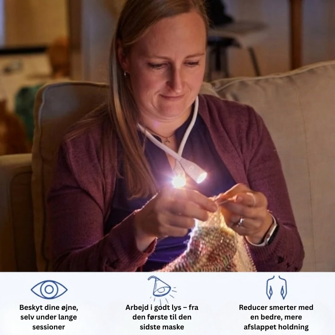 NakkeLys™ l Nakkelygten der oplyser dine kreationer og aflaster dine øjne