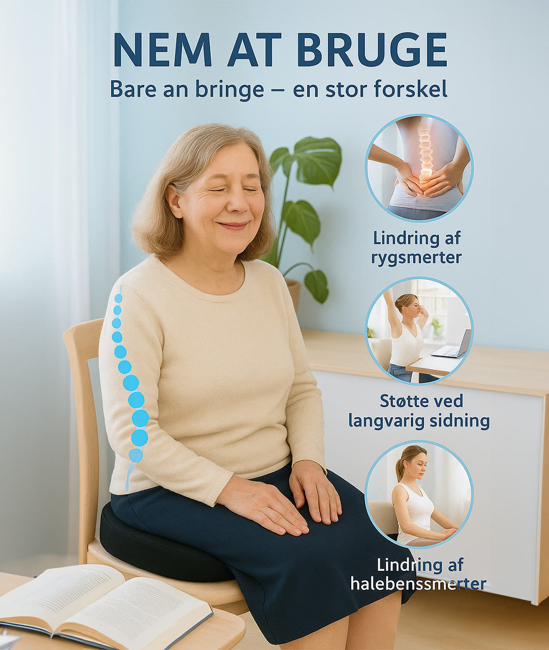 KomfortSædet™ - Ergonomisk Pude til Langvarig Siddekomfort