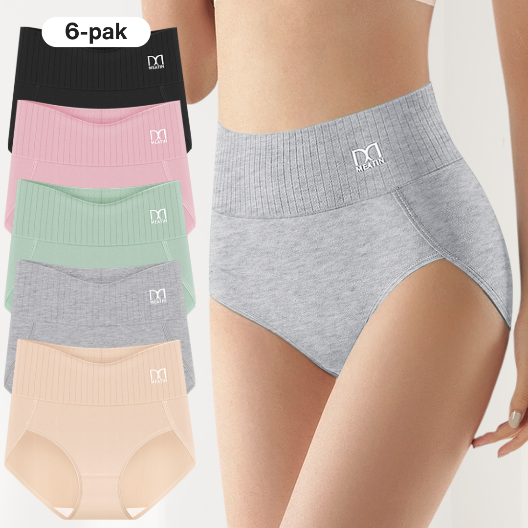 Komfortfit™ | 6-pak åndbare og behagelige trusser med høj talje og mavestøtte